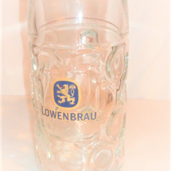 Italy Glass Borgonovo LOWENBRAU BEER MUG Ce M14 0476 Draft Beer Vintage Beer Ste - Picture 2 of 7